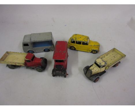 Group of five various Dinky die-cast metal model lorries 
