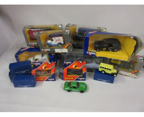 Box containing a quantity of mainly Corgi diecast model vehicles etc. 