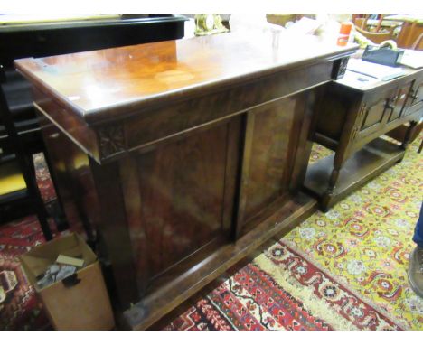 Victorian figured mahogany chiffonier, the low shelf back above a drawer and pair of cupboard doors flanked by turned pilaste