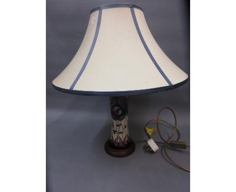 20th Century Moorcroft Charles Rennie Mackintosh design lamp base with original silk shade 