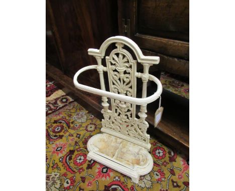 Small white painted metal stick stand 