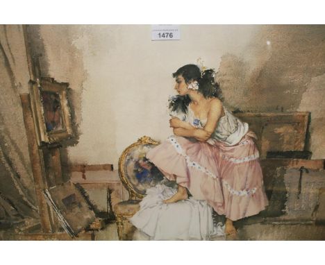 Sir William Russell Flint, Limited Edition colour print, girl in the artist's studio 