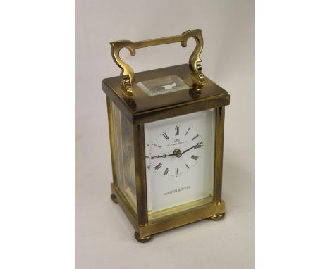 Brass cased single train carriage clock by Mappin & Webb 