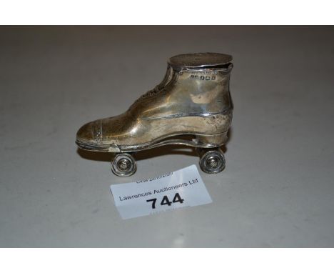 Unusual Edwardian silver model of a roller skate, Birmingham 1909, maker C. and N. (slight damage) 