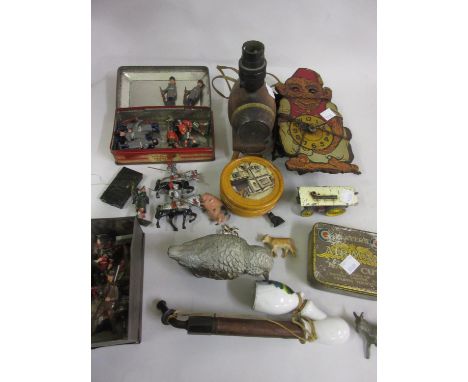 Small collection of various early 20th Century cold painted toy soldiers and miscellaneous other items including a novelty cl