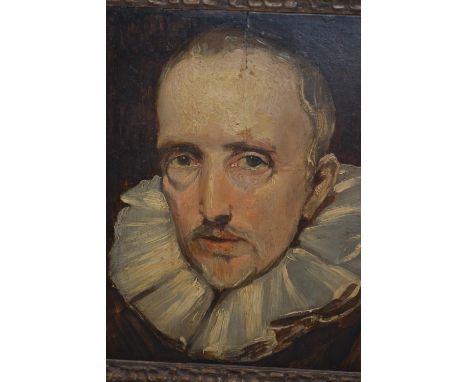 After Anthony Van Dyke, 19th Century oil sketch on panel, portrait of Cornelius Van de Geest, wearing a white ruff, 7.5ins x 