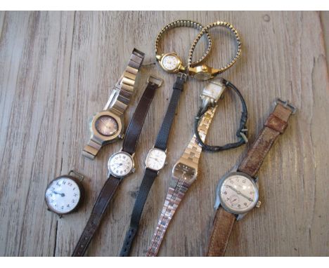 Rotary wristwatch with War Department markings, together with a quantity of other ladies wristwatches 