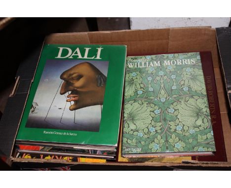 Two boxes of approximately fifteen good quality art books including Picasso Dali, David Roberts, Arn Nouveau, Shaker Art, Ori