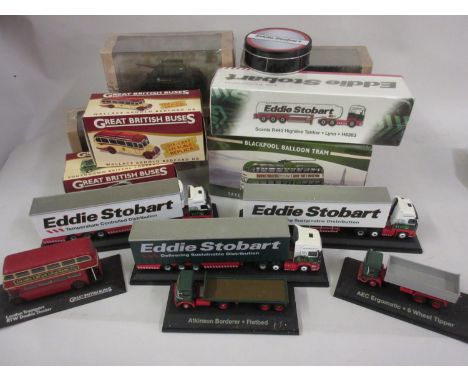 Quantity of various diecast model vehicles in original boxes including British buses, Eddie Stobart and military vehicles 