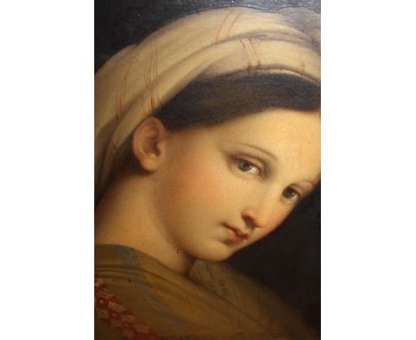 After Raphael, 19th Century oil on canvas, portrait, 12.5ins x 10ins, unframed 
