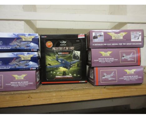 Seven boxed Corgi diecast metal model aircraft 