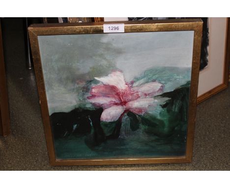 Paul Gaisford (Slade School) signed oil, flower study together with a mixed media portrait of a lady, signed Larry Wakefield,