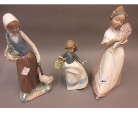 Three various Nao porcelain figures of girls 