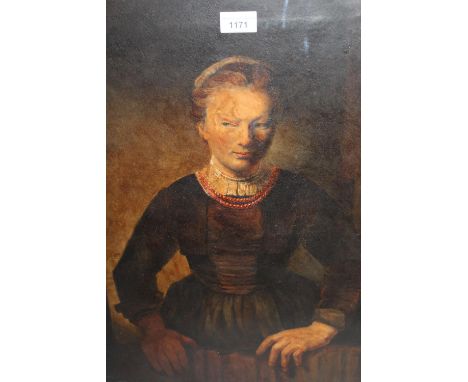 Early 19th Century Continental school, watercolour, portrait of a lady wearing a red bead necklace, unsigned, 21.5ins x 18.5i