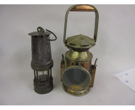 Pattersons type A1 miner's lamp, stamped Patterson &  Co. 1771, together with another coppered lantern with M.O.D. arrow mark