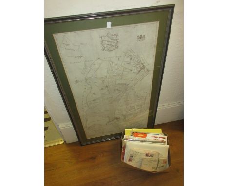 Quantity of stamps together with a framed facsimile print, map of Putney 