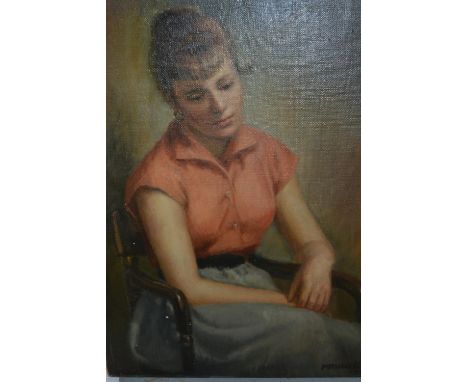 Margaret Russell, oil on canvas, portrait of a seated lady, signed and dated 1953, together with another, inscribed verso ' C