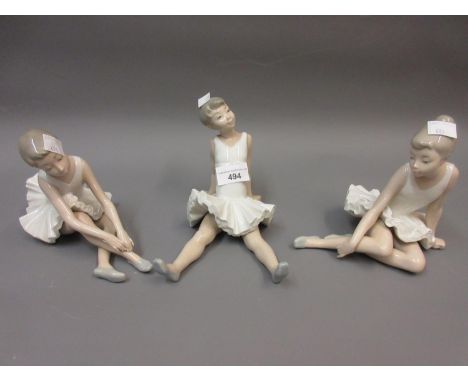 Group of three Nao figures of ballerinas 