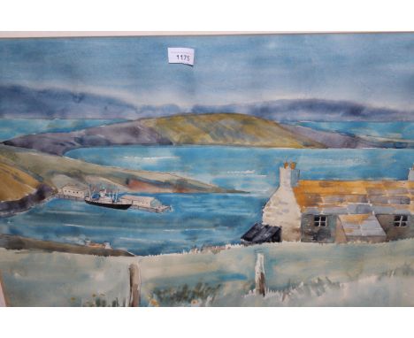 R. MacDonald Scott, 20th Century watercolour, fishing inlet with cottages, possibly the Scottish coast, signed, 20ins x 27ins