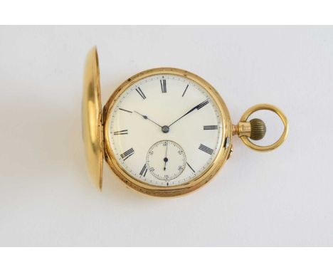 An 18ct gold half hunter pocket watch Date: Circa 1898 Movement: Three-quarter plate signed Fox & Co. London, stamped 30326, 