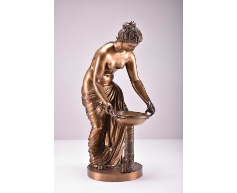 After Benedatto Boschetti (1820-1860), a bronze figure of a classical maidenThe semi-nude figure standing and wearing flowing