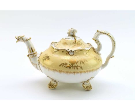 H&amp;R Daniel - A teapot and cover, circa 1830-32 of 'Shell Variation B' form, pattern 5207, with a dragon spout and raised 