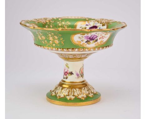 H&amp;R Daniel - A standing dessert centrepiece, circa 1824-6of 'First Gadroon' shape, painted in coloured enamels with gilt-