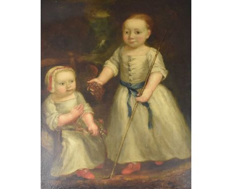British School (18th Century) Portrait of Benjamin Freeman Coleman and his sister Ann Elizabeth Coleman, 1761, the elder chil