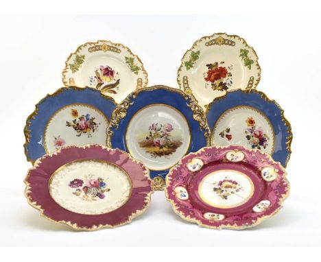 H&amp;R Daniel - Five assorted 'Shrewsbury' shape dessert plates and one 'Second Gadroon' plate, circa 1828-30comprising a pa
