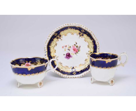 A H&amp;R Daniel teacup and coffee cup with a similarly matched saucercirca 1827the cups of of 'C' scroll shape, pattern 4415