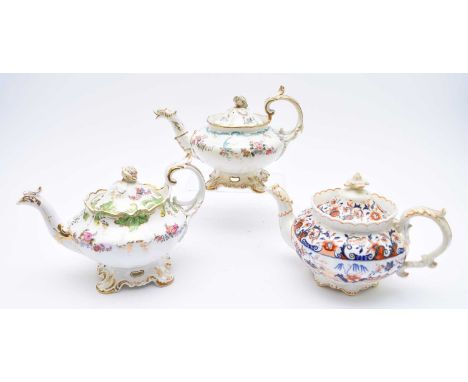H&amp;R Daniel - Three teapots and covers, and a part servicethe first teapot circa 1830-34, of 'Ribbed Variation B' form, pa