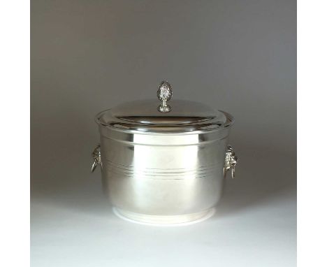 A silver ice bucket/wine cooler, P H Vogel &amp; Co, Birmingham 1988, of circular form with four reeded bands to the waist an