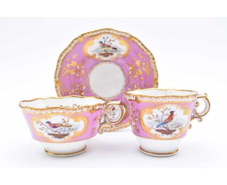 H&amp;R Daniel - A trio of a teacup, coffee cup and saucer, circa 1825pattern 3964, of 'First Gadroon' form, the elaborate pa