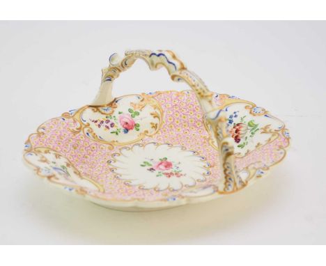 H&amp;R Daniel - A 'Mayflower' basket, circa 1828pattern 4632, moulded with pink flowers and gilt-scrolled cartouches painted