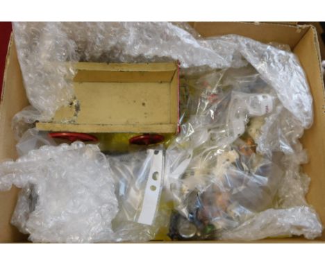 Britains Farm - Collection of lead figures and farm animals. (approx. x43 items) Pre war Britains Farm Two Horse Cart (has be