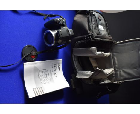 Camera - Olympus SP-590UZ 12 Megapixel 26x Optical Wide Zoom Digital Camera with bag, leads, instructions, filters. Very good