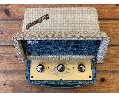 1950s Vintage Portable Radio Receiver. A very unusual Ever Ready 'Sky Baronet' portable valve radio in grey &amp; blue case. 