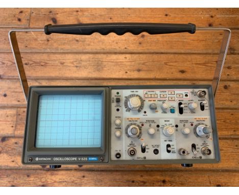 Professional Hitachi Oscilloscope. A Hitachi V-525 professional, portable dual-channel oscilloscope with a wide-band width of