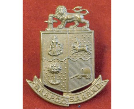 South African Army Administrative Pay and Clerical Corps (SAAPCC SAABKD) Cap Badge, gilding metal