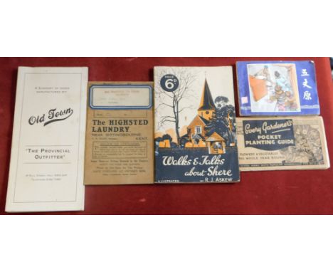 Vintage Books and Guides (x5). Five small books including: Woodbridge Boy Scouts 1939 hand filled Whitsun Camp expenses bookl