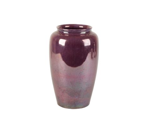 MOORCROFT: A PLAIN LUSTRE VASE, c.1916, shouldered form, decorated in a purple glazed, impressed marks, 20.5cm high Condition