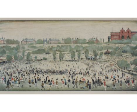 •LAURENCE STEPHEN LOWRY (1887-1976) 'Peel Park, Salford' signed in pencil to the margin lower right, Fine Art Trade Guild bli