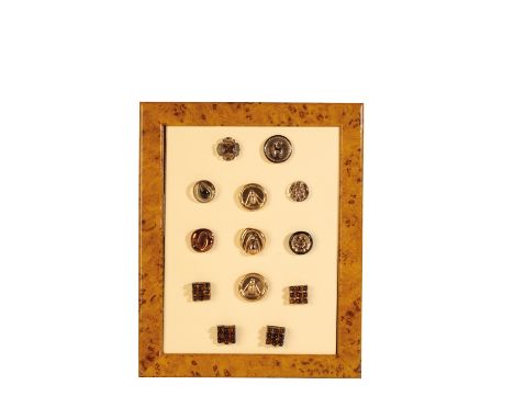 A COLLECTION OF GLASS BUTTONS, c.1940's, each of various designs and forms, each painted in polychrome, designs probably by D