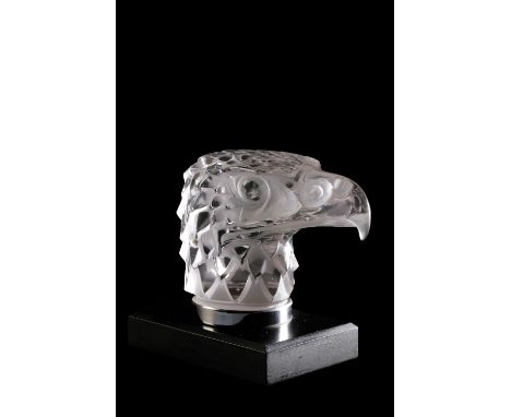 RENE LALIQUE: AN ART DECO "TETE D'AIGLE" FROSTED AND CLEAR GLASS CAR MASCOT, c.1924/1928, no. 1138, modelled in the form of a