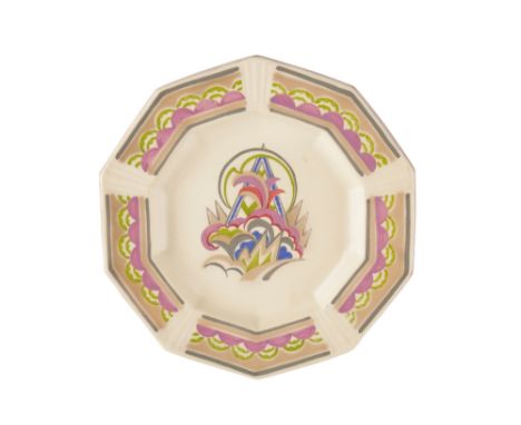 POOLE POTTERY CARTER STABLER ADAMS CHARGER, decagon form, decorated in the BB pattern, shape no. 117, the centre painted in p