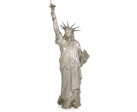 ALUMINIUM SCALE MODEL OF THE STATUE OF LIBERTY after the original designed by Frédéric Auguste Bartholdi (1834-1904), fitted 