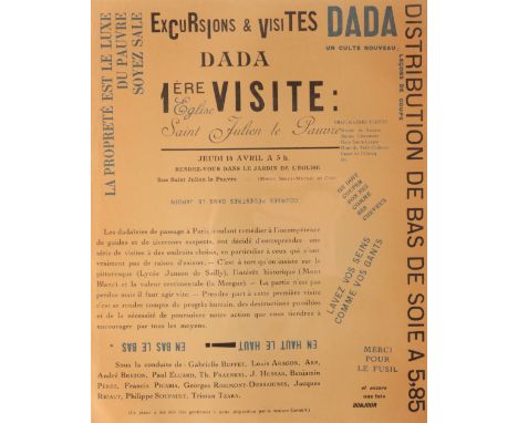 •TRISTAN TZARA (1896-1963) 'Excursions & Visites Dada 1ère visite: Église Saint Julien le Pauvre' Jeudi 14 Avril a 3 h, (Pari