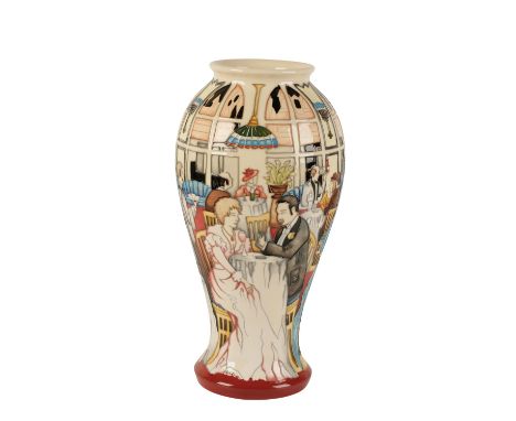 MOORCROFT: A "HIGH SOCIETY" LIMITED EDITION VASE, c. 2012, baluster form, tubeline decorated and painted in polychrome with f