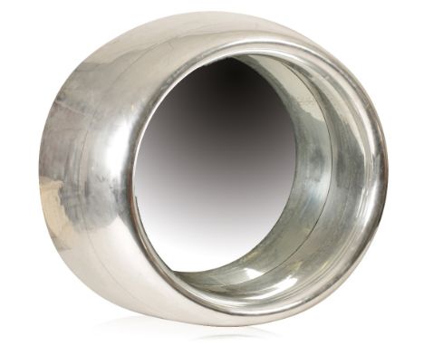 MCDONNELL-DOUGLAS DC9 JET ENGINE INTAKE converted into a wall mirror, original manufacture c. 1975, with flush rivets and hea