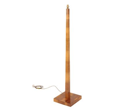 ART DECO WALNUT VENEERED STANDARD LAMP, tapered column raised on a square plinth, 158cm high x 38cm sq  Condition Report: Ite